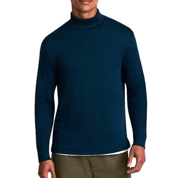 NEW Lands' End Men's 2XLT Radiant Navy Supima Cotton Long Sleeve Turtleneck - Picture 1 of 8